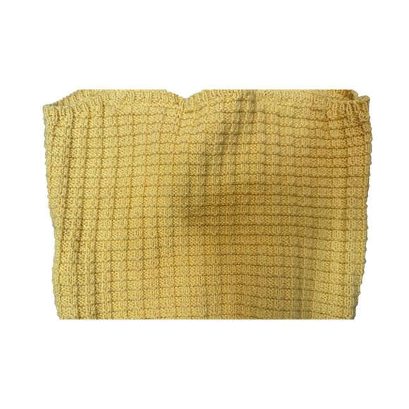 NWT ZARA Small Yellow Knit Crop Top W/ Floral Strap Dainty Detail Cotton - Picture 10 of 13